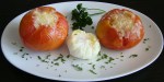 TOMATES RELLENOS DE PISTO  GRATINADOS AL HORNO